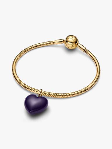 Violettes Rundliches Herz Charm-Anhänger