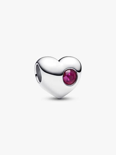 Gravierbares Echtroter Stein Herz-Charm