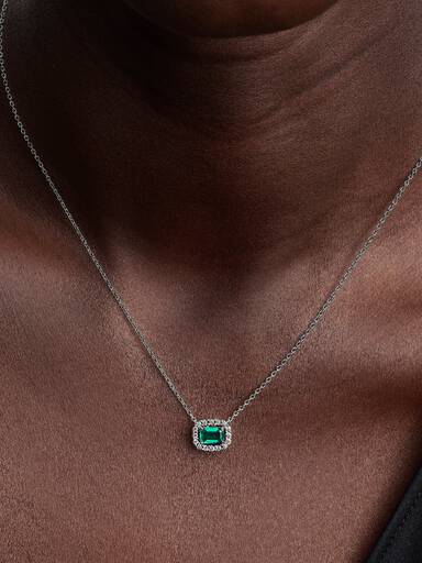 Rechteckiger Funkelnder Strahlenkranz Collier-Halskette