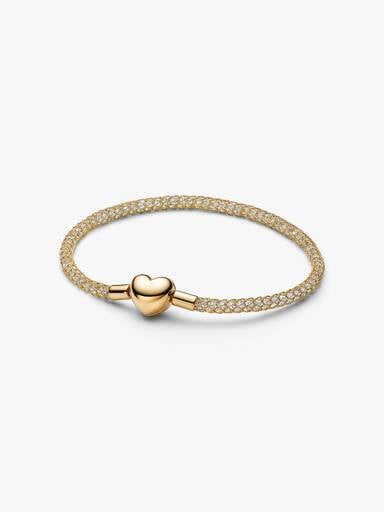 Funkelndes Herzverschluss Mesh-Armband