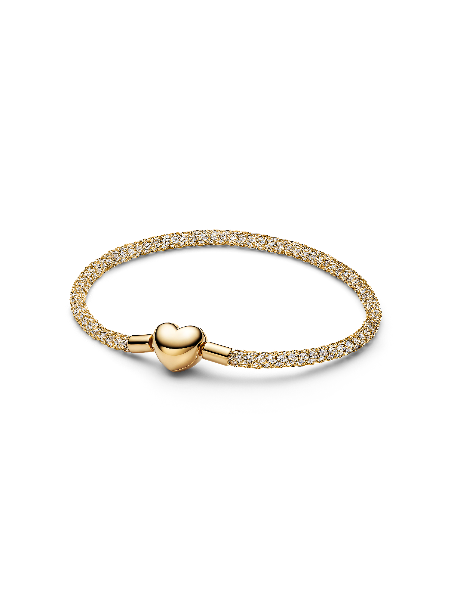 Funkelndes Herzverschluss Mesh-Armband 