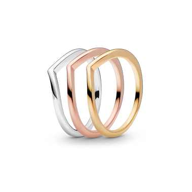Tricolor Wishbone Ring Set