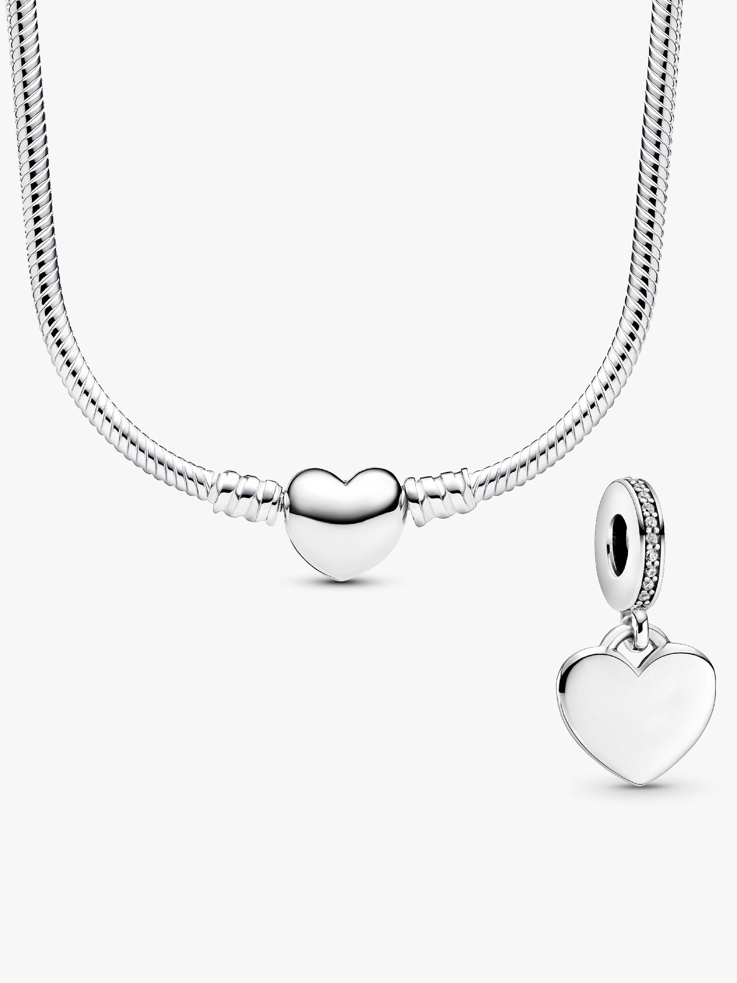 Gravierbarer Herz-Anhänger Charm & Halsketten Set