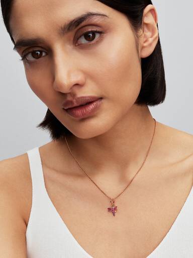 Rosa Libelle Doppelter Charm-Anhänger