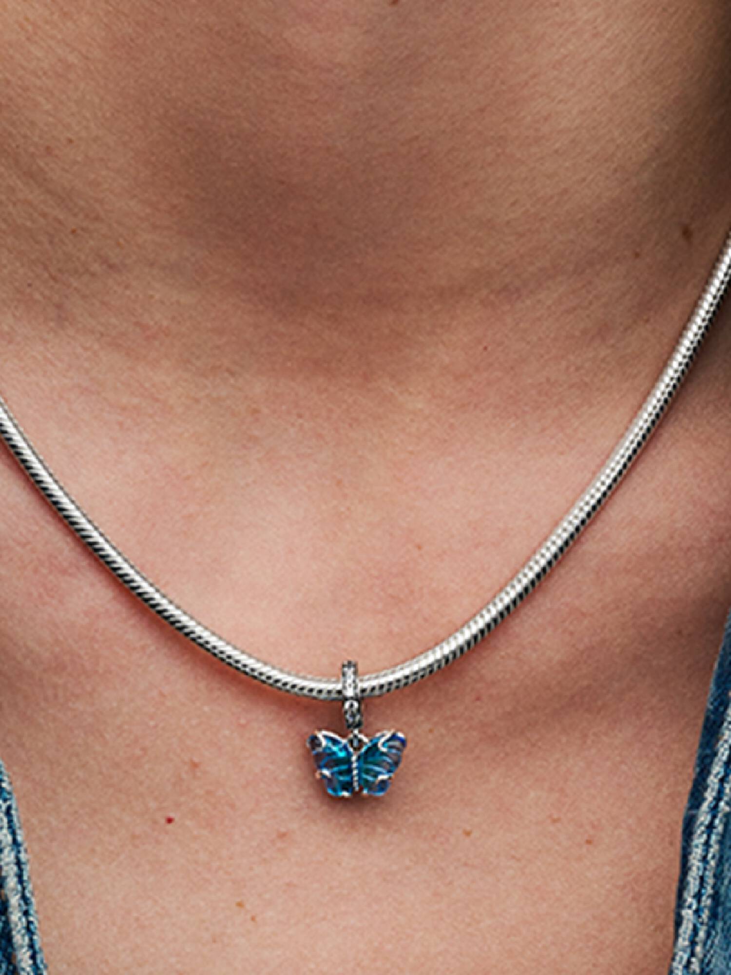 Blauer Murano-Glas Schmetterling Charm-Anhänger