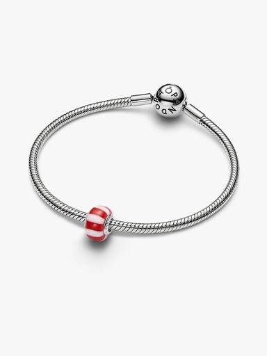 Rote Zuckerstange Murano-Glas-Charm