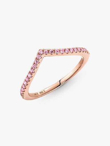 Pandora Timeless Wishbone Funkelnder Rosafarbener Ring