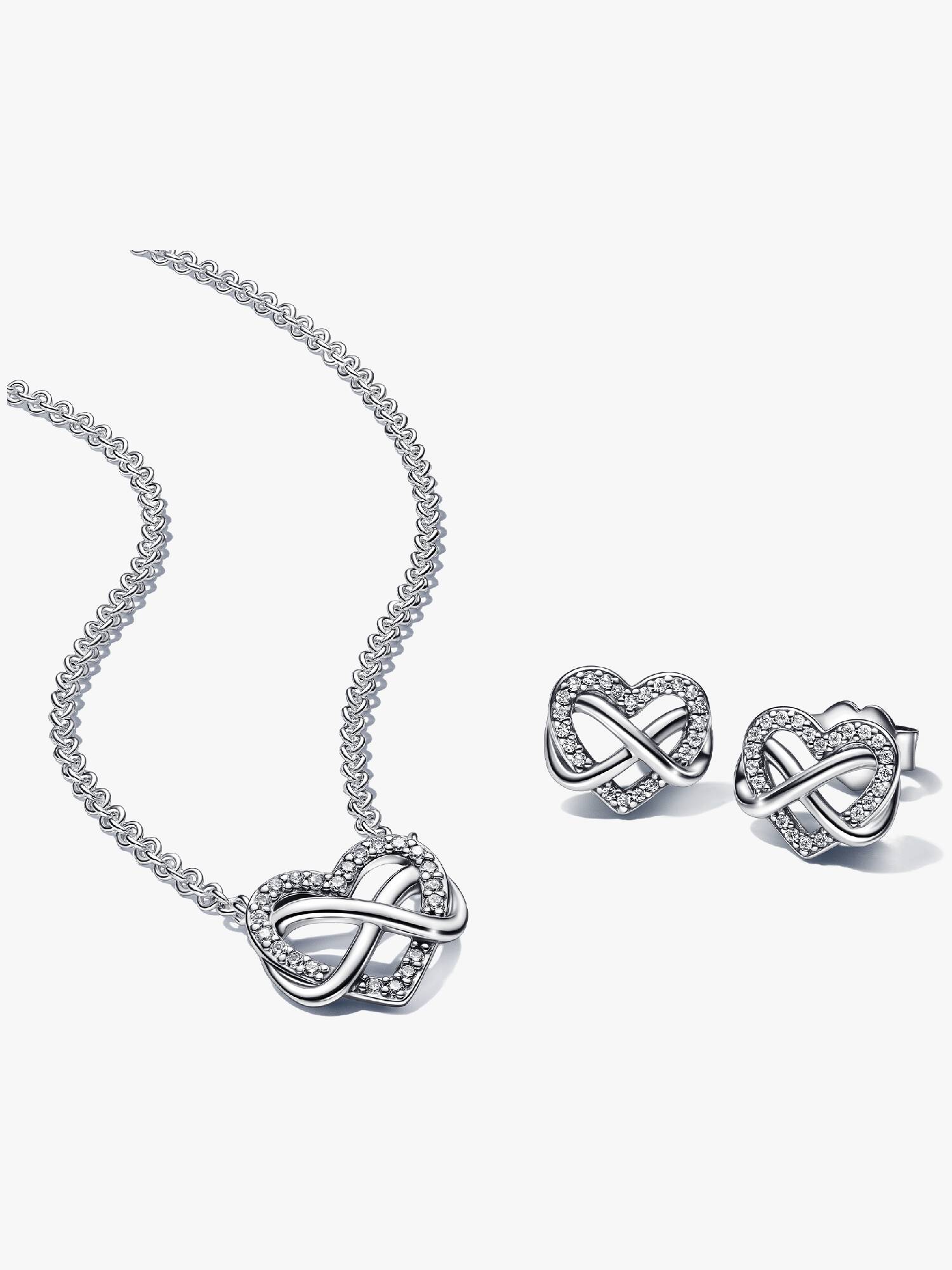 Sparkling Infinity Heart Halsketten- und Ohrring-Set