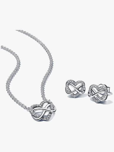 Sparkling Infinity Heart Halsketten- und Ohrring-Set
