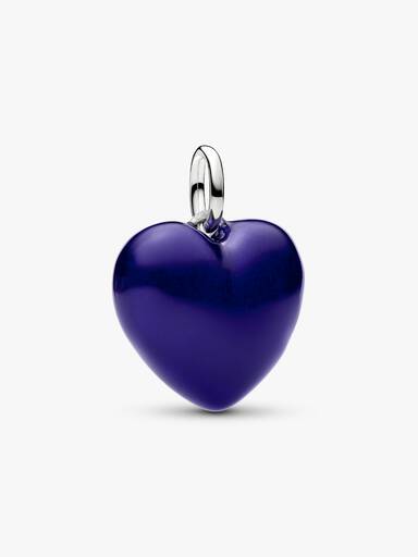 Blaues Rundliches Herz Charm-Anhänger