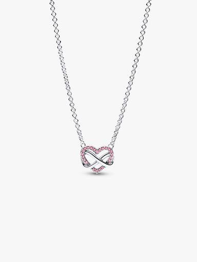 Funkelnde Rosafarbene Unendlichkeits-Herz Collier-Halskette