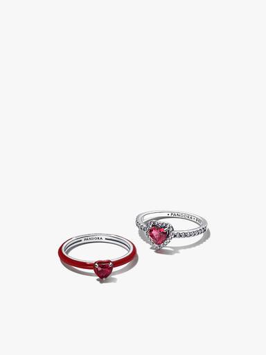 Rotes Herz Ring-Set