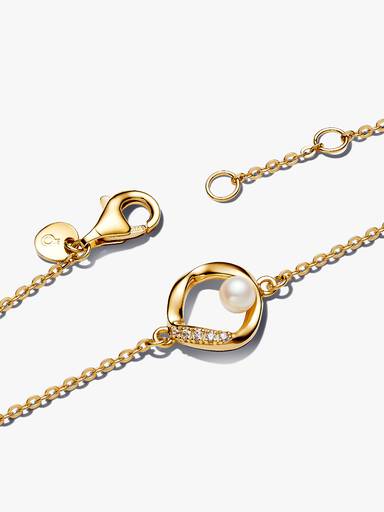 Organisch Geformter Pavé Kreis & Behandelte Süßwasserzuchtperle Armband