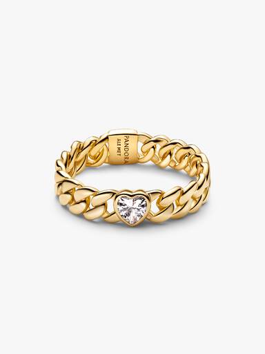 Herz Cuban-Kette Ring