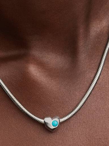 Gravierbares Türkisblauer Stein Herz-Charm