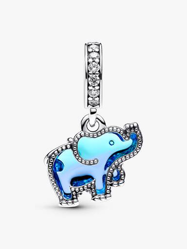 Blauer Murano-Glas Elefanten Charm-Anhänger