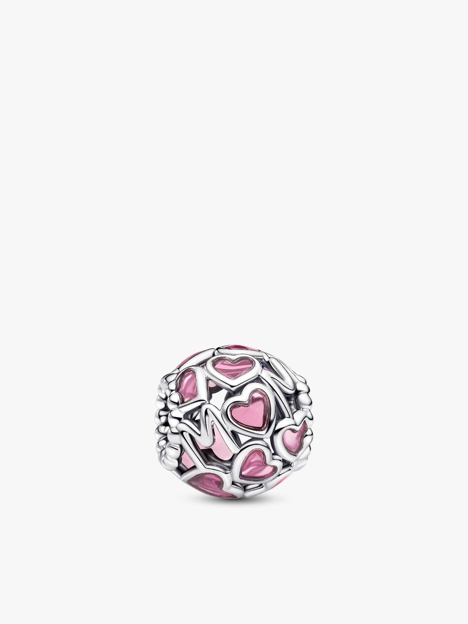 Rosa Offen gearbeitetes Herz Mom Charm 