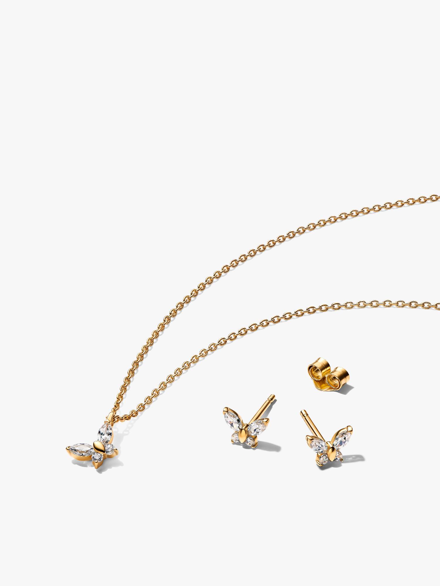 Vergoldeter Schmetterling Halsketten & Ohrring Set