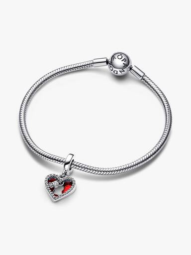 Rotes Herz & Schlüsselloch Doppelter Charm-Anhänger