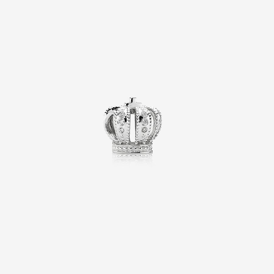 Majestic Crown, white gold charm, 0.108ct TW h/vs diamonds image number 0