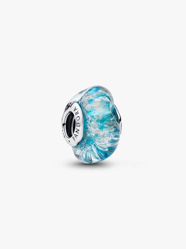 Türkisfarbenes Murano-Glas und Glitzer Charm