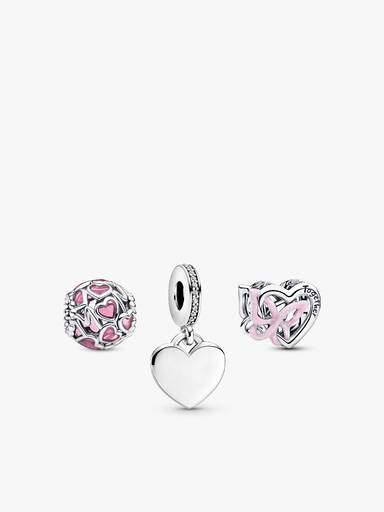 Silbernes Herz Charm Set