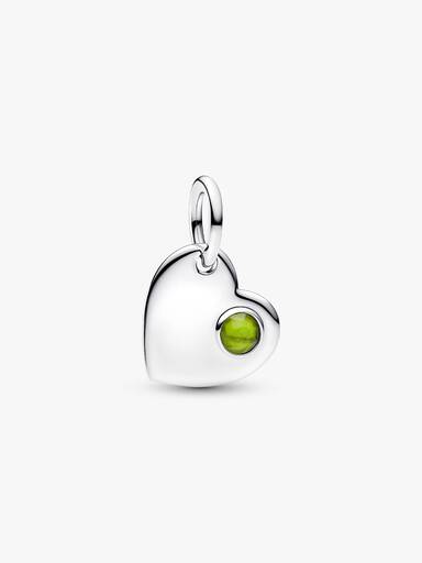 August Gravierbares Herz Frühlingsgrüner Stein Charm-Anhänger