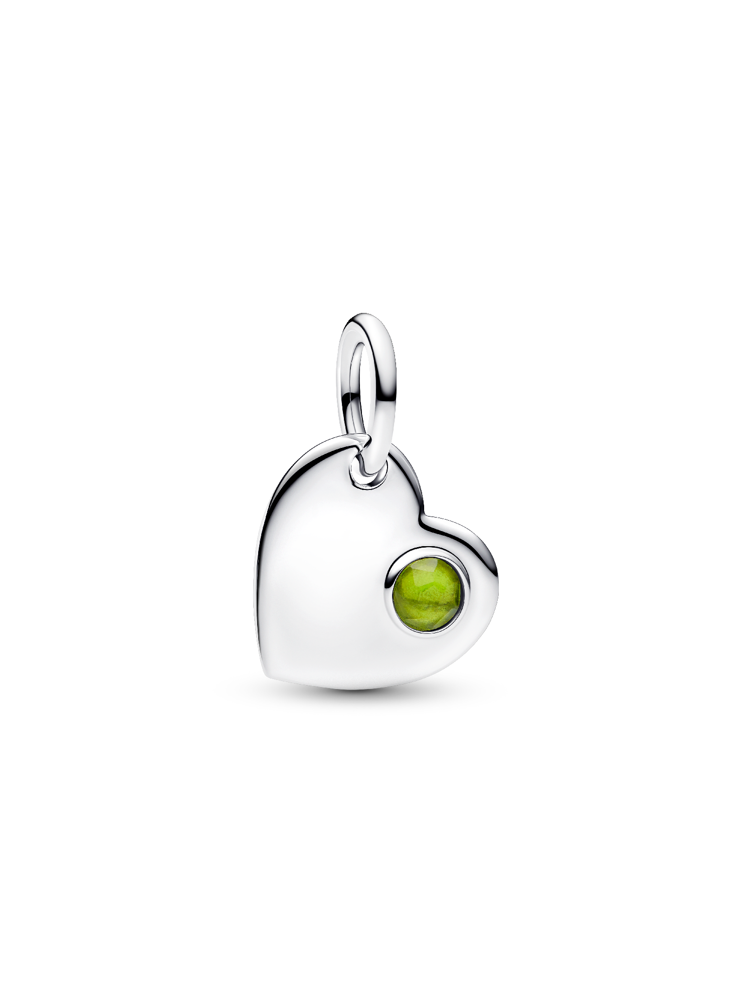 August Gravierbares Herz Frühlingsgrüner Stein Charm-Anhänger