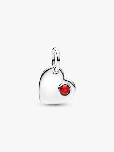 Gravierbares Herz Roter Stein Charm-Anhänger
