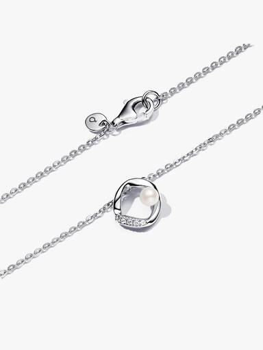 Organisch Geformter Pavé Kreis & Behandelte Süßwasserzuchtperlen Collier-Halskette