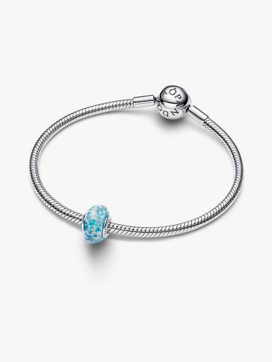 Türkisfarbenes Murano-Glas und Glitzer Charm