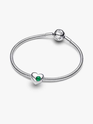 Gravierbares Grüner Stein Herz-Charm