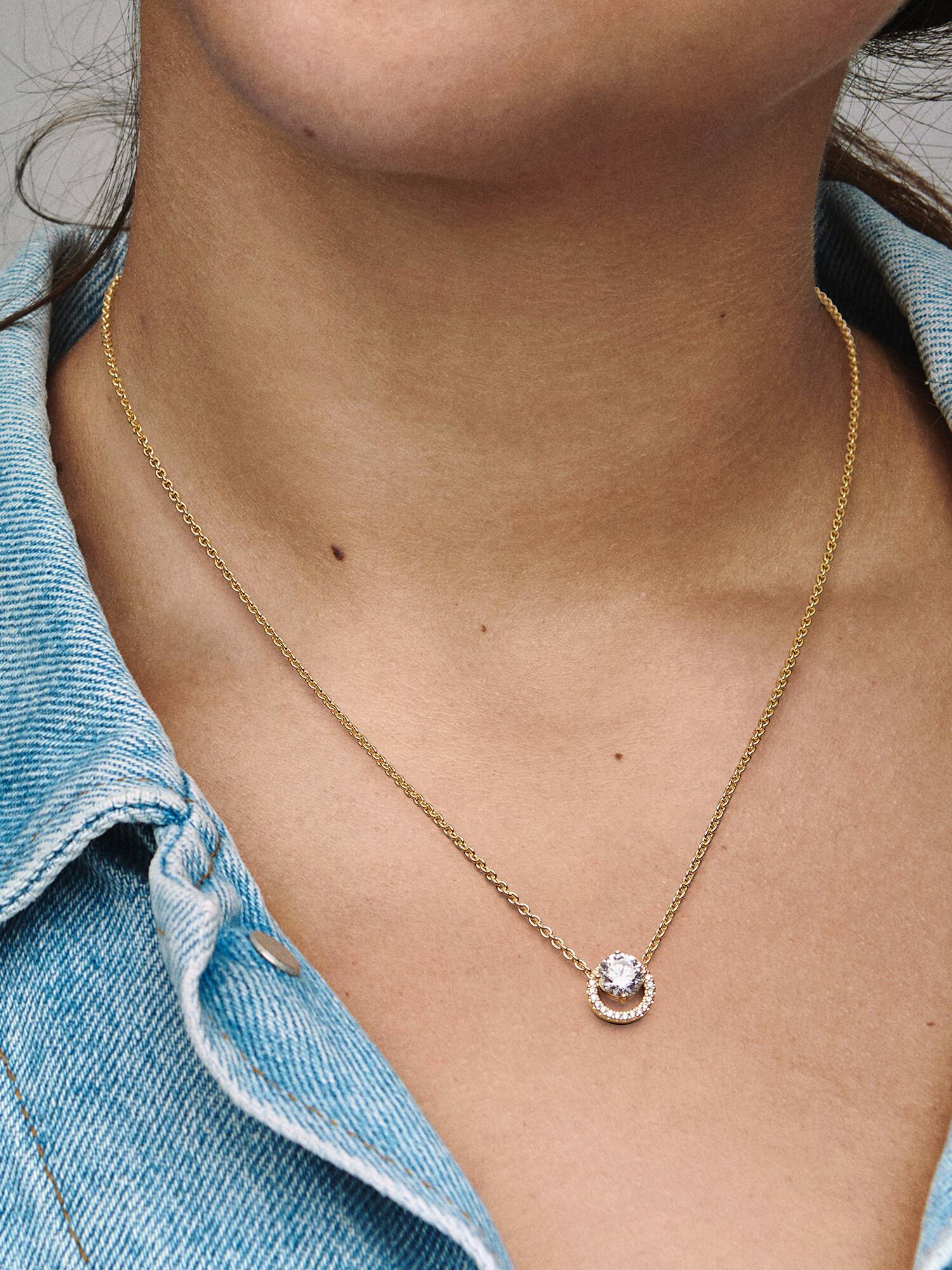 Funkelnder Runder Strahlenkranz Collier-Halskette