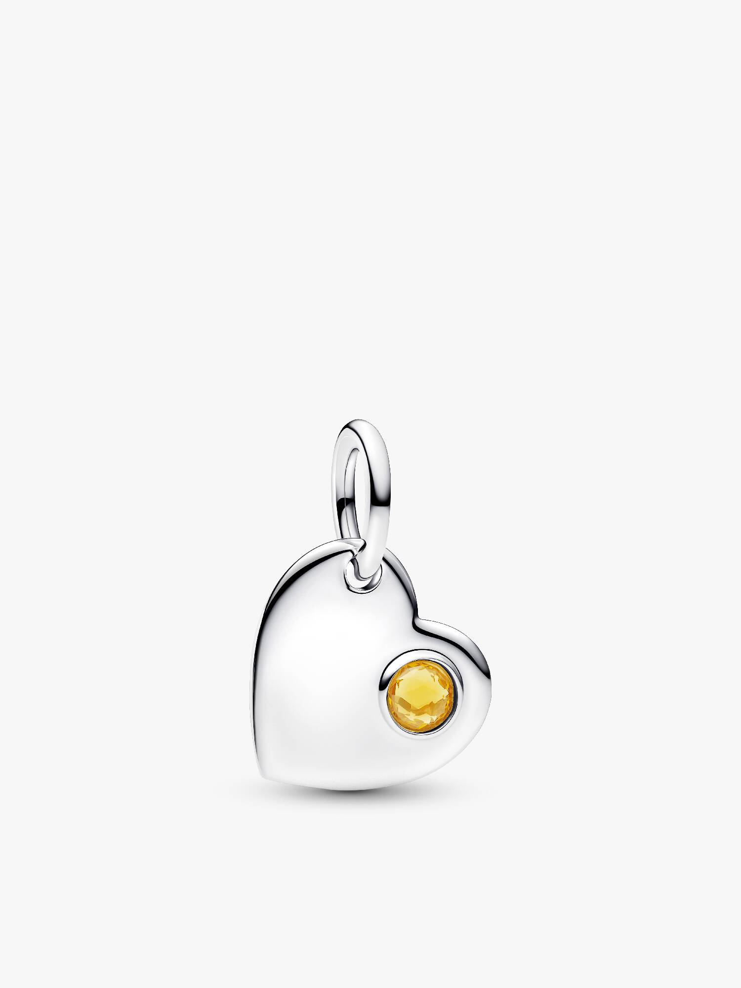 Gravierbares Herz Honiggelber Stein Charm-Anhänger