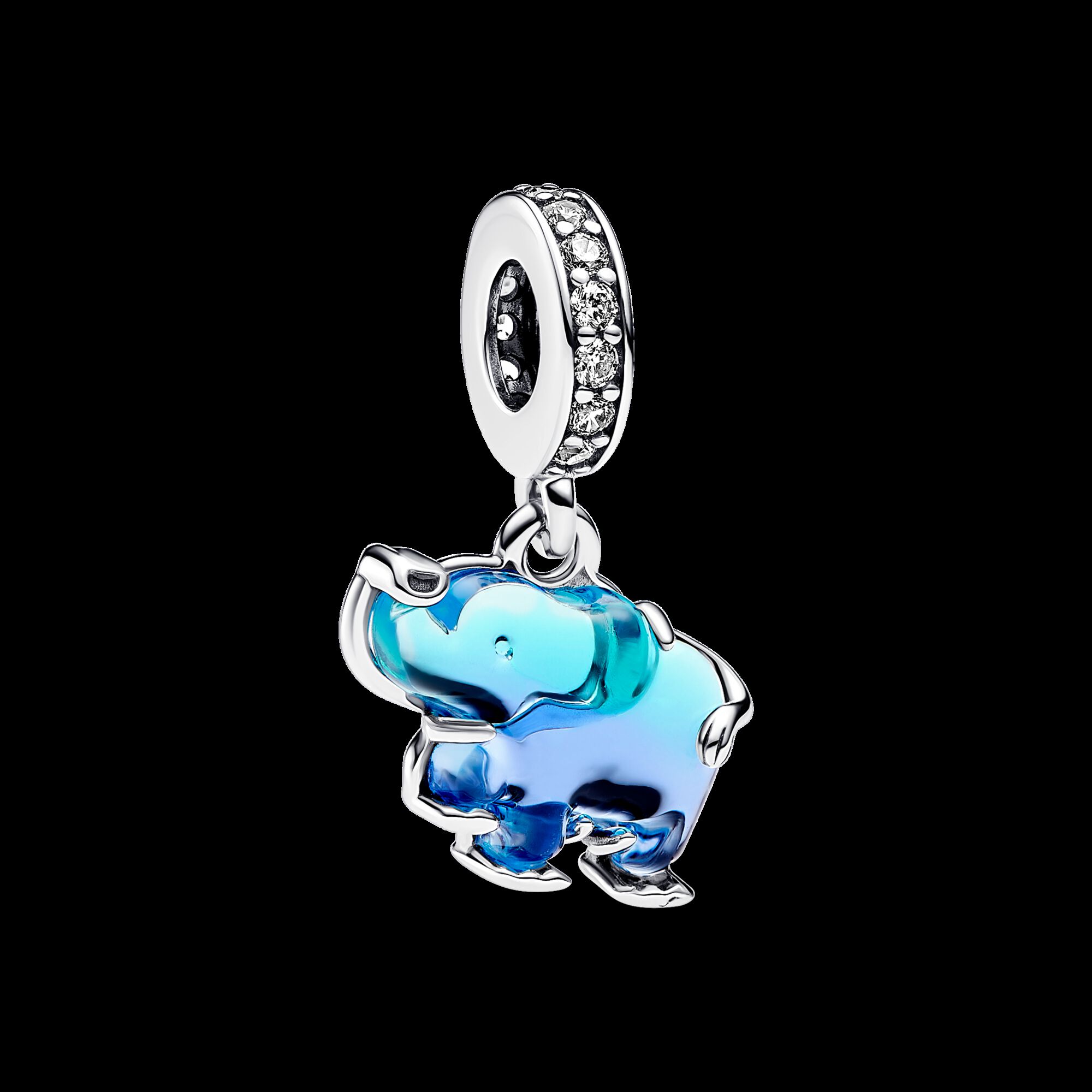 Blauer Murano-Glas Elefanten Charm-Anhänger | Pandora