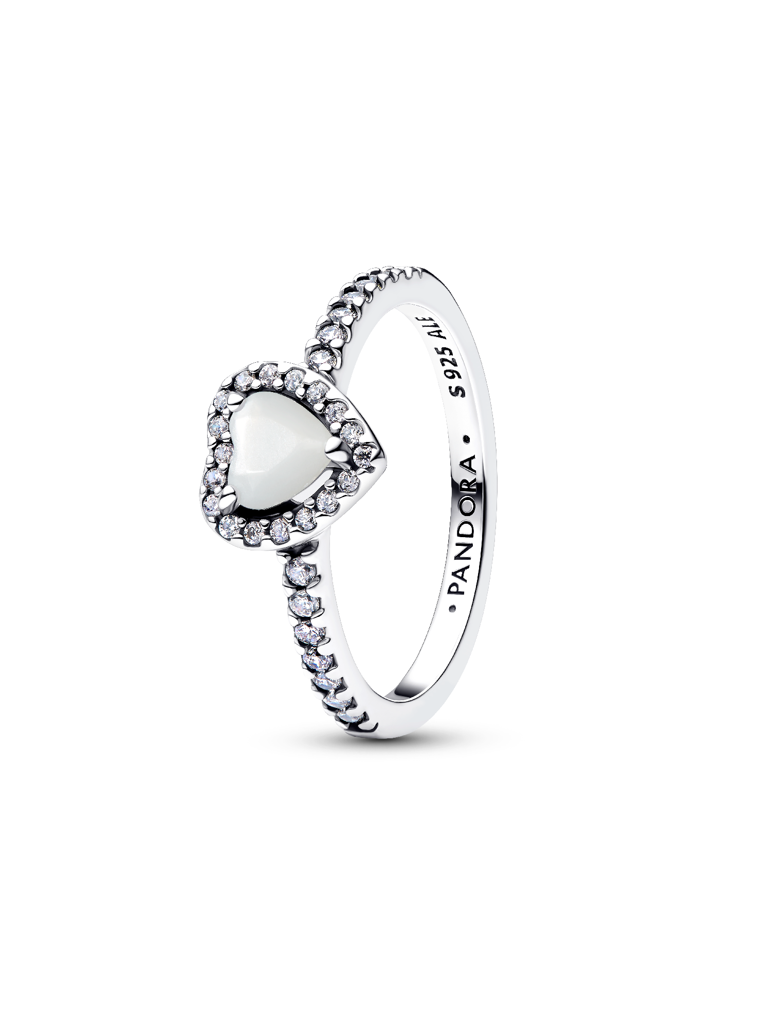 Erhabenes Weißes Herz Ring