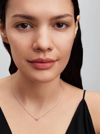 Drei Steine Rosafarbenes Herz Collier-Halskette