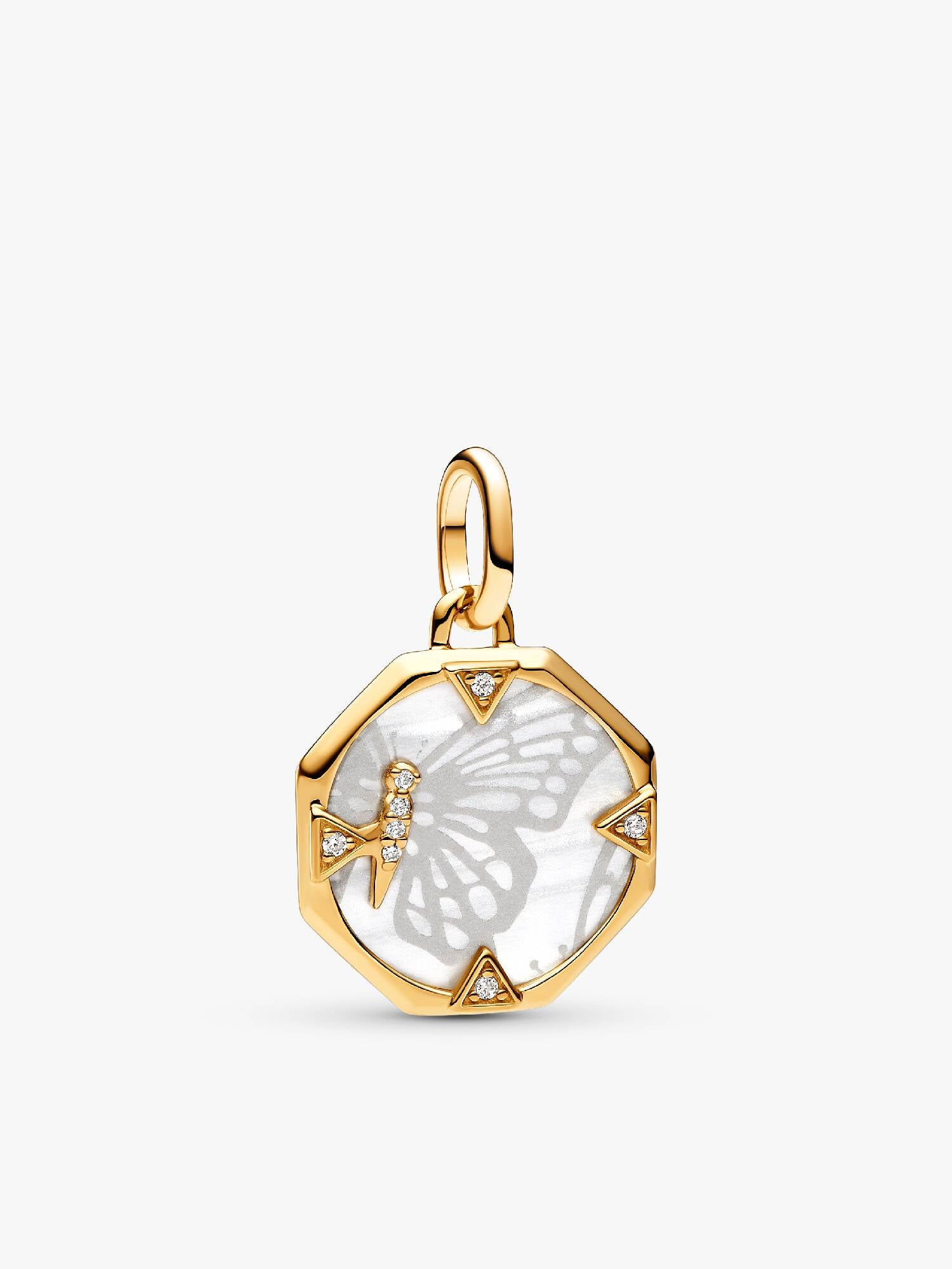 Pandora ME Perlmuttfarbener Schmetterling Medaillon-Charm