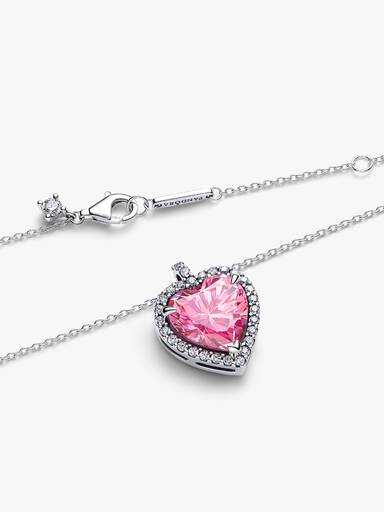 Rosafarbener Strahlenkranz Herz Collier-Halskette