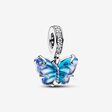 Blauer Murano-Glas Schmetterling Charm-Anhänger