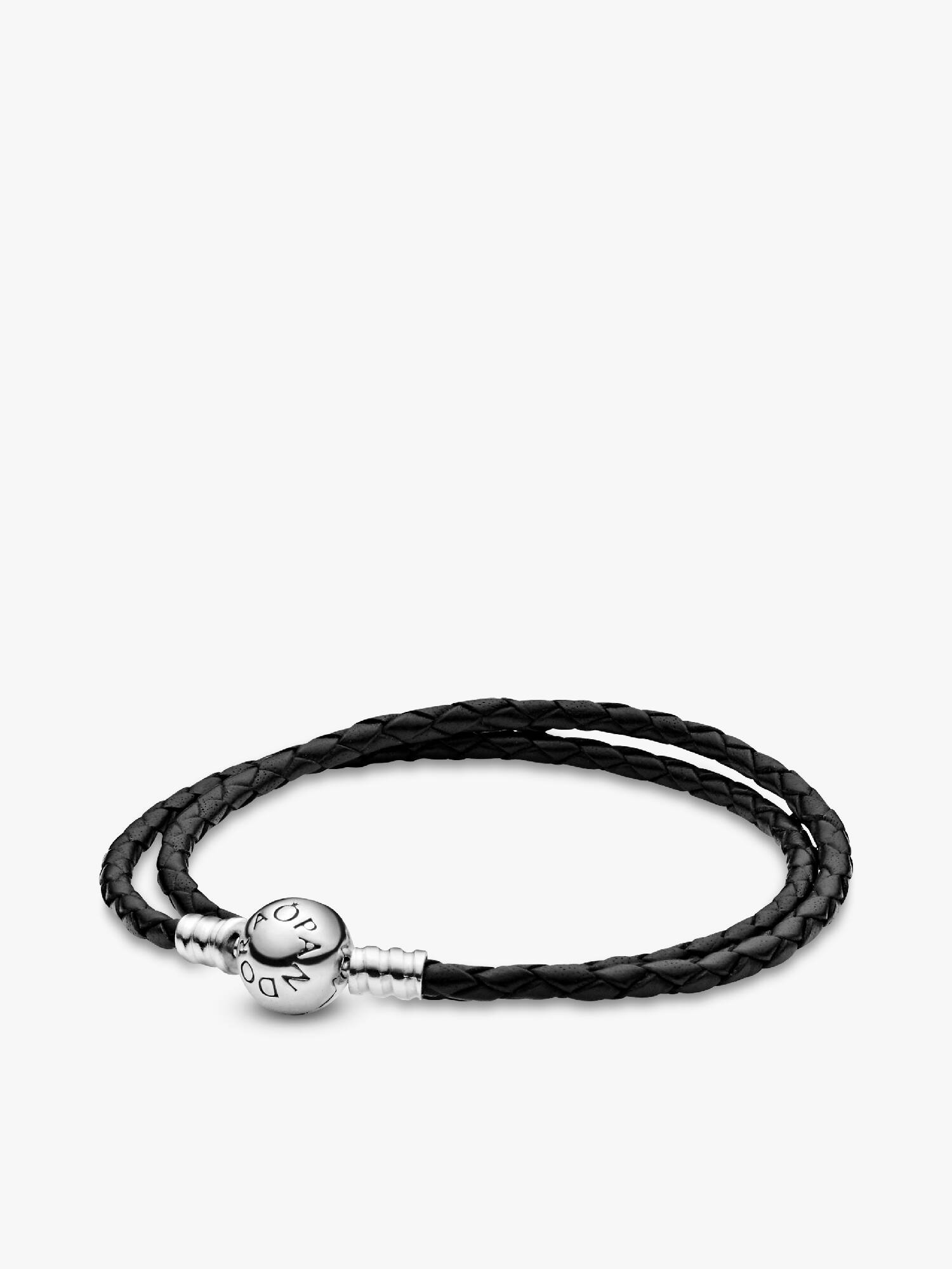 Pandora Moments Doppeltes schwarzes Lederarmband