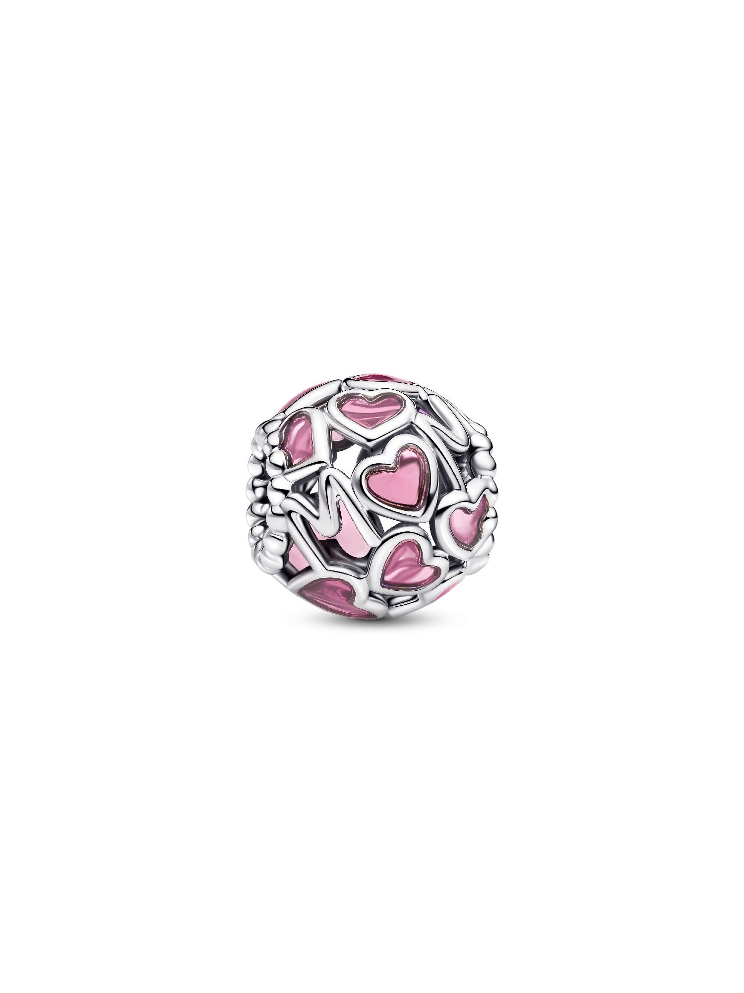 Rosa Offen gearbeitetes Herz Mom Charm 