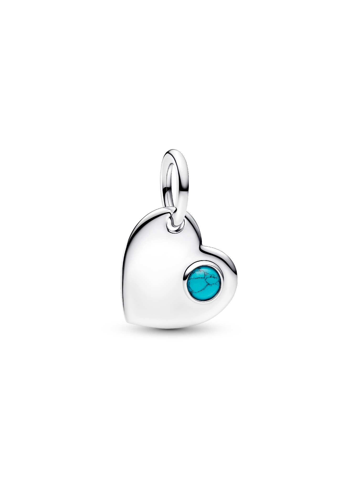 Gravierbares Herz Türkisblauer Stein Charm-Anhänger