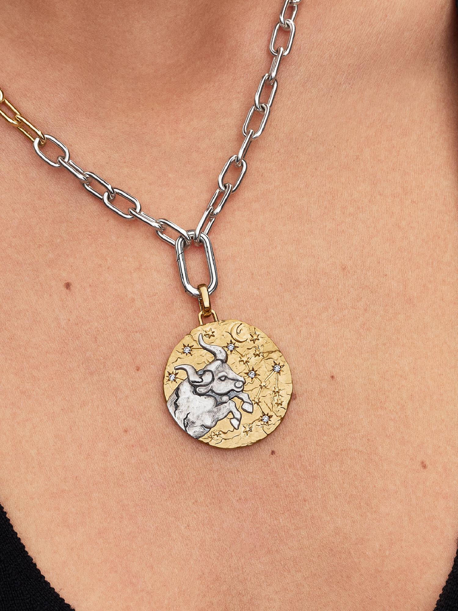 Sternzeichen Stier Großes Medaillon-Charm