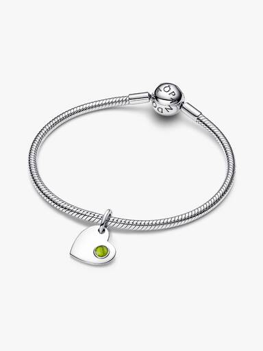 August Gravierbares Herz Frühlingsgrüner Stein Charm-Anhänger