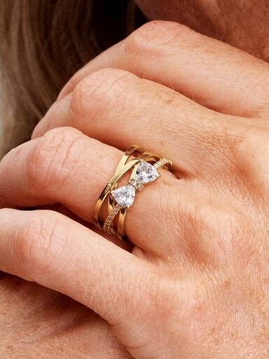 Funkelnde Schleife & Überkreuztes Band Ring
