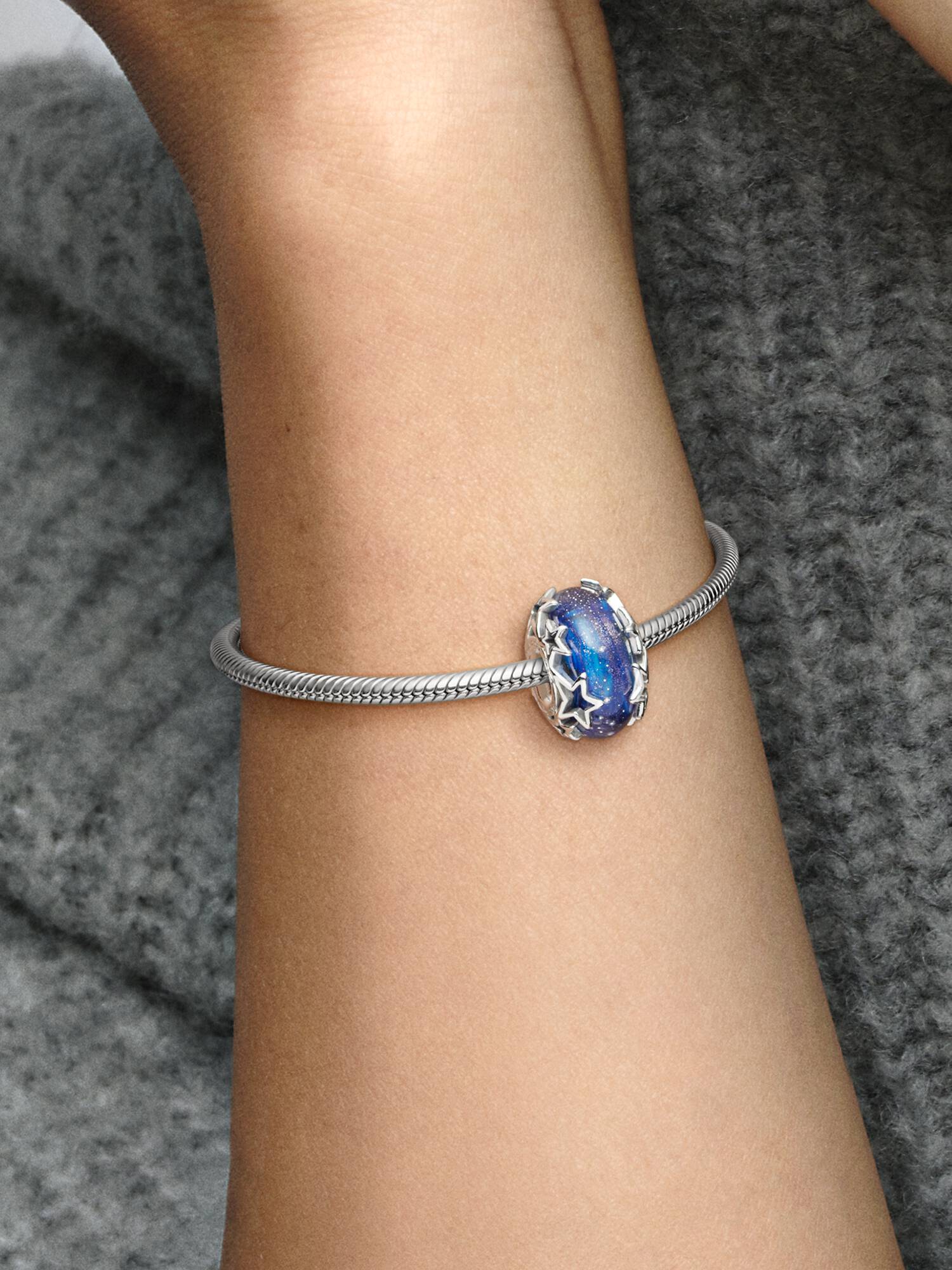 Galaxis Blau & Stern Murano-Glas Charm
