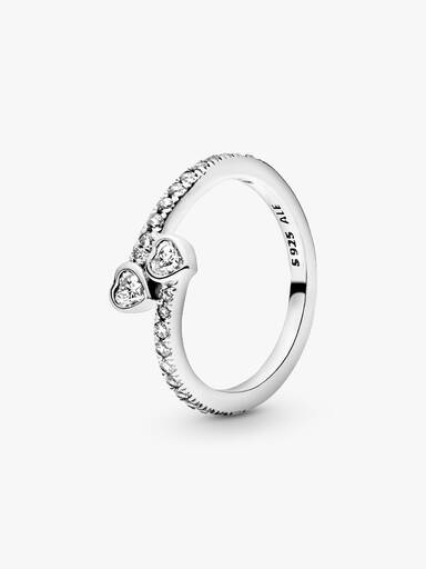 Zwei Funkelnde Herzen Ring