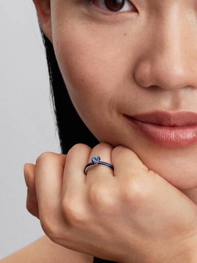 Blaues Chakra Herz Ring