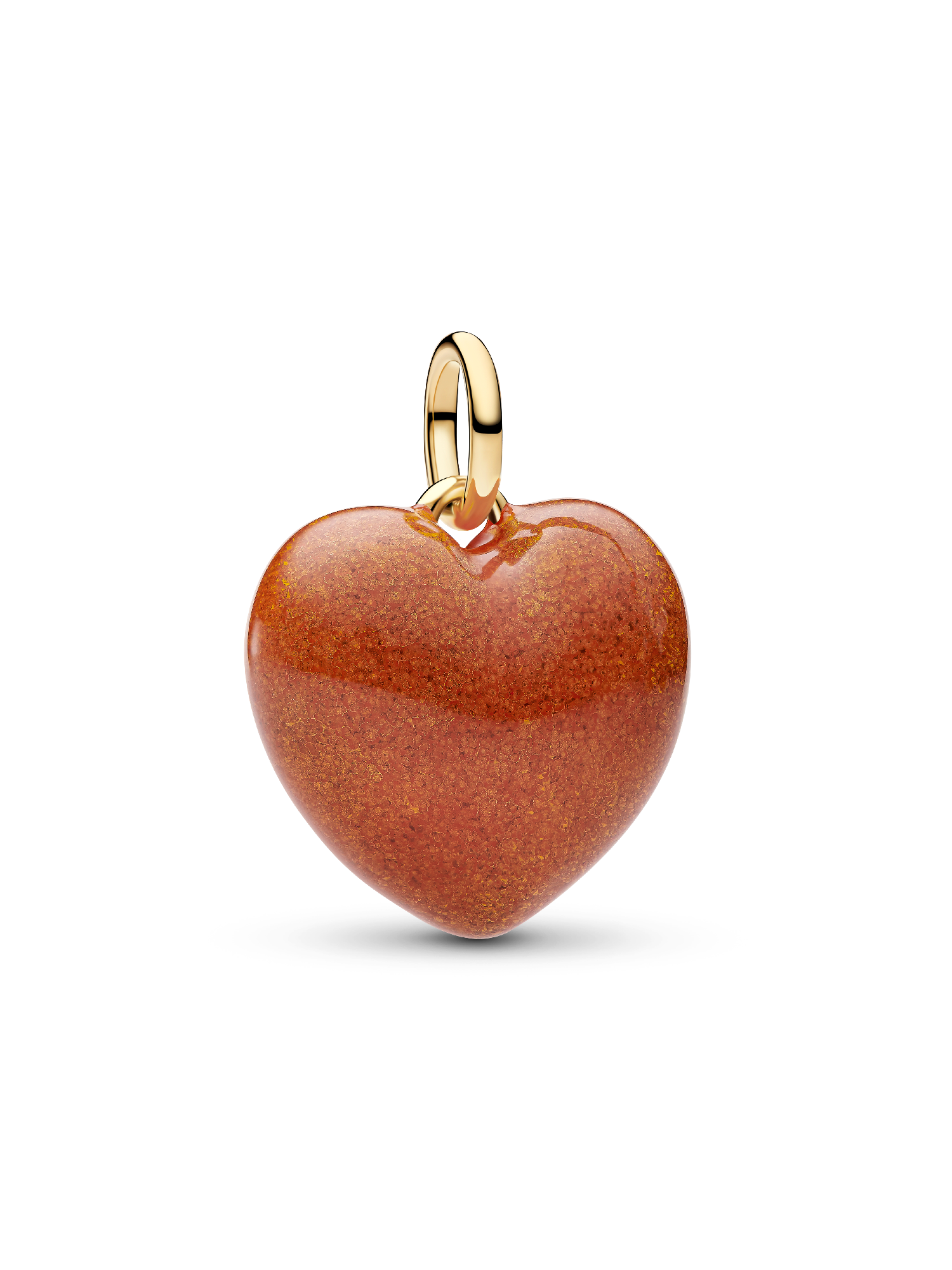 Orangefarbenes Rundliches Herz Charm-Anhänger